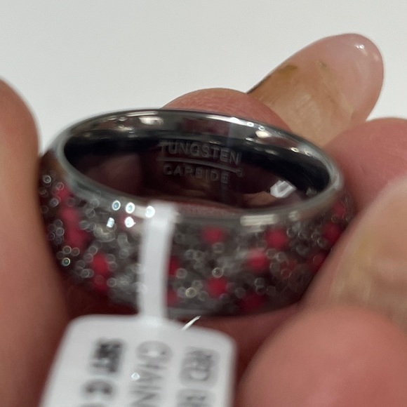 New 8mm Tungsten dome cable chain Red Beads inlay sizes 7 to 15 - Picture 10 of 10